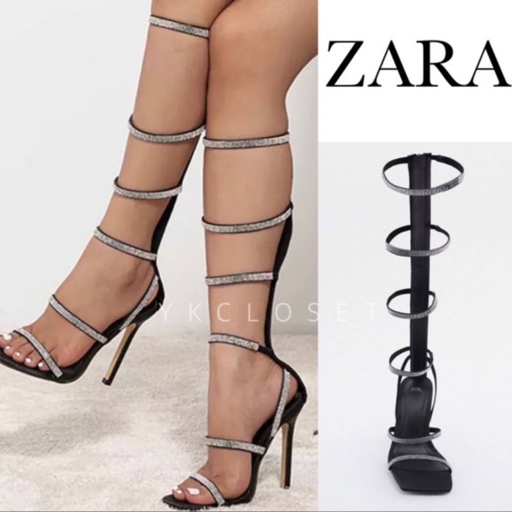 ZARA Rhinestone Gladiator Heels Size 38/7.5